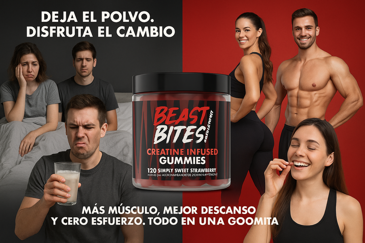 BEAST BITES® Creatine Bites 5g - Creatine Monohydrate Strawberry 30 Gomitas