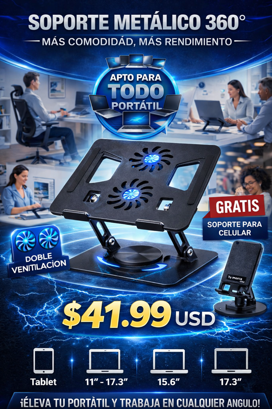 SOPORTE REFIGERANTE CON VENTILADOR PARA LAPTOP